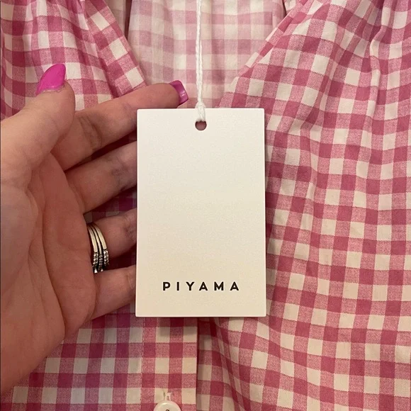 NWT! Piyama Pink Gingham Top/Blouse, Size Small - Picture 7 of 9